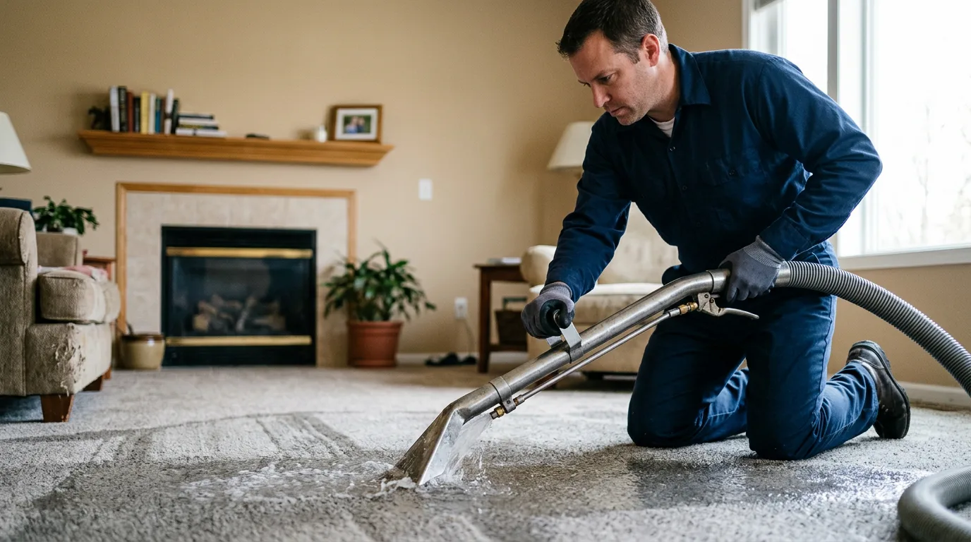 Water damage restoration technician working near Rapid City, MI